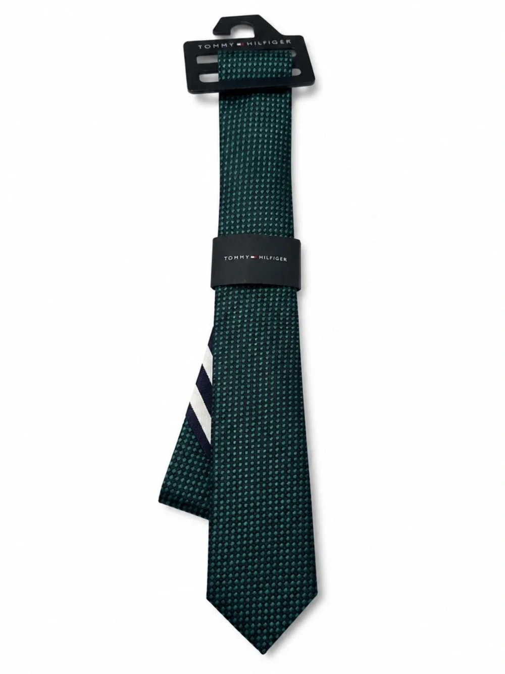 NWT Tommy Hilfiger Boys Green Textured Tie Holidays Christmas Classic Preppy